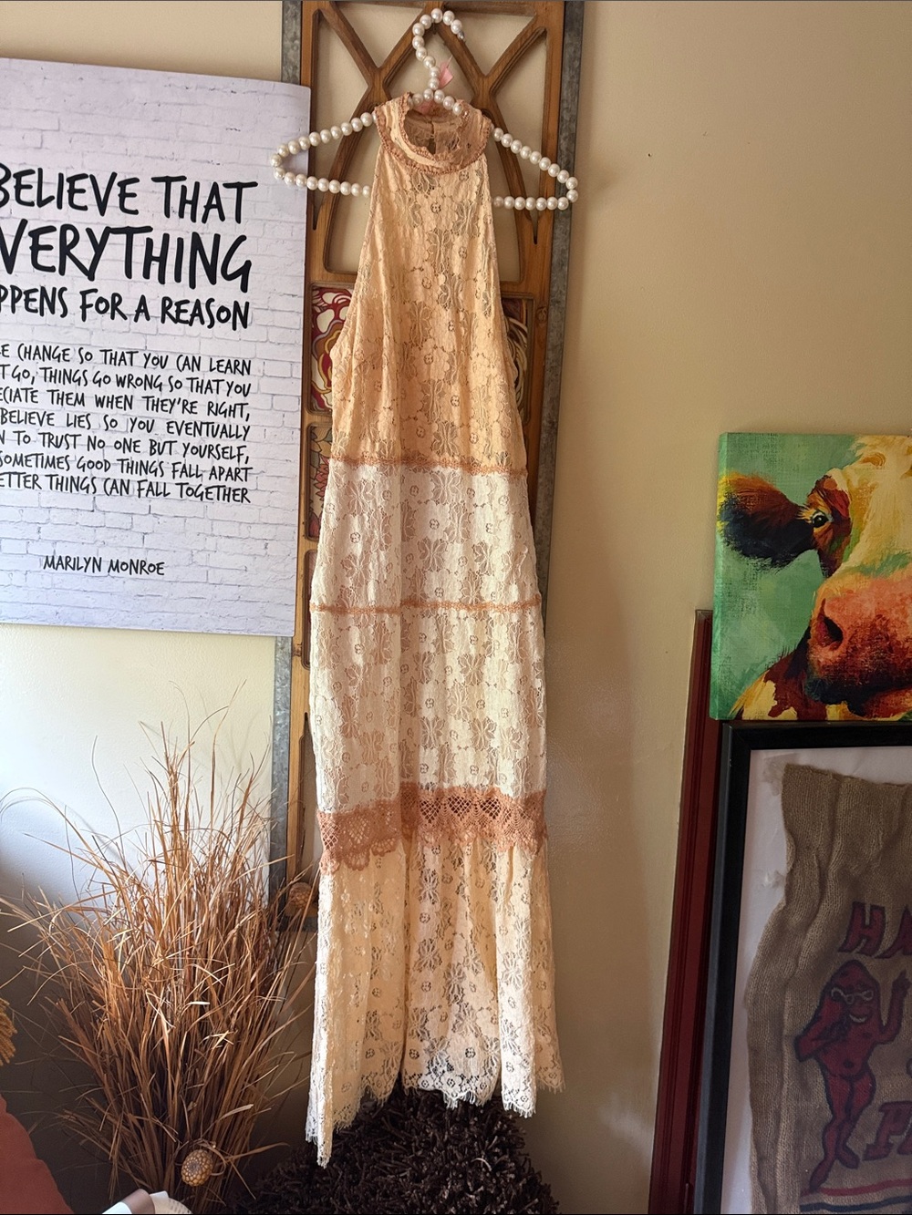 Foxiedox Lace Dress in Blush-Cream